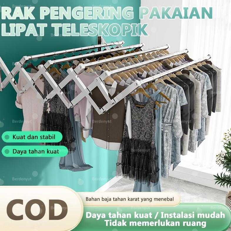 Jemuran Dinding Stainless Steel Jemuran Baju Tempel Dinding Lipat Jemuran Tempel Dinding Multilayer 