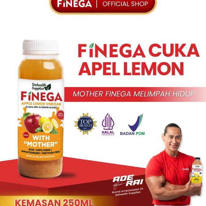 Finega Cuka Apel Lemon 250Ml Kemasan Botol Plastik