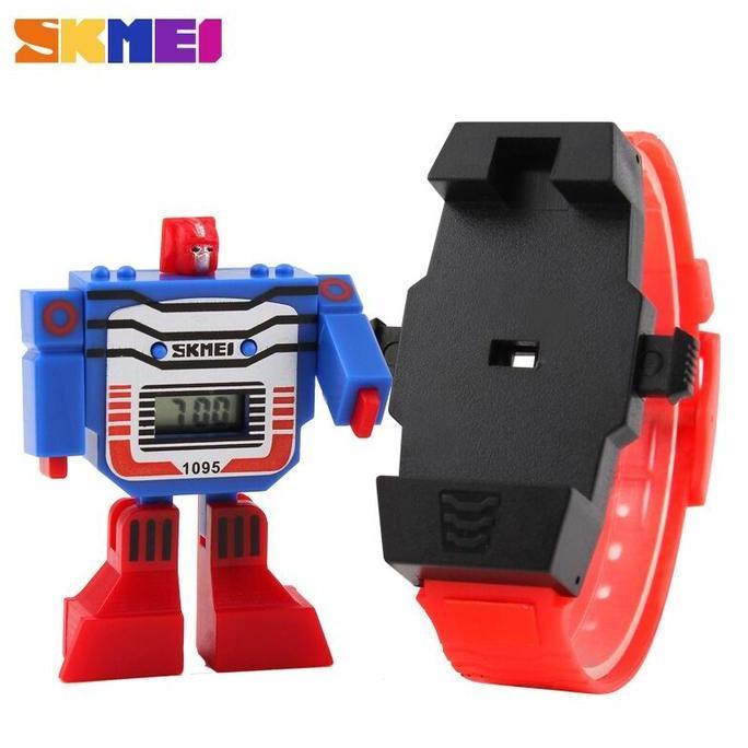 New- Jam Tangan Anak Transformer Robot SKMEI DG1095 Strap Merah Biru Jadul