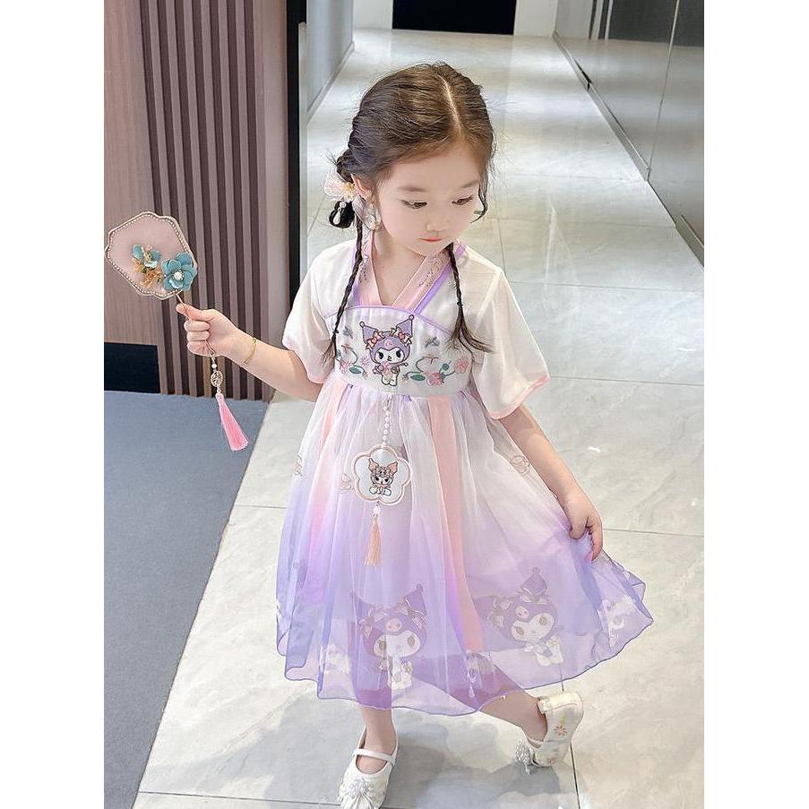 New- Baju Gaun Dress Kuromi Rok Tutu Kostum Anak Perempuan Hanfu Cina Hanbok Pesta hanfu