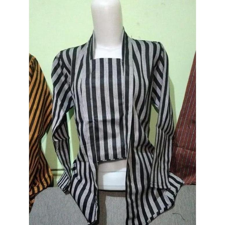 Kebaya Lurik Wanita Adat Jawa/Baju Kebaya Lurik Jogja/Kebaya Perempuan Jawa Bahan Tenun Tradisional 
