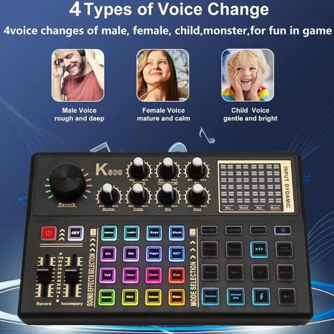 Soundcard K800 Mixer Audio External Sound Card Live 16 Effect [terbaik]