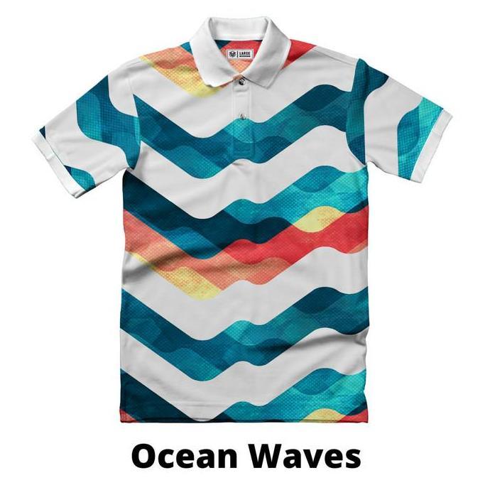 VISTULA Kaos Polo Wangki Printing - Ocean Waves