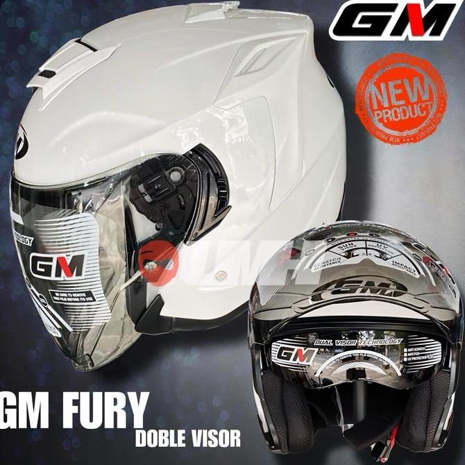 Helm Gm Fury Doble Visor/ Helm Halface Pria Wanita