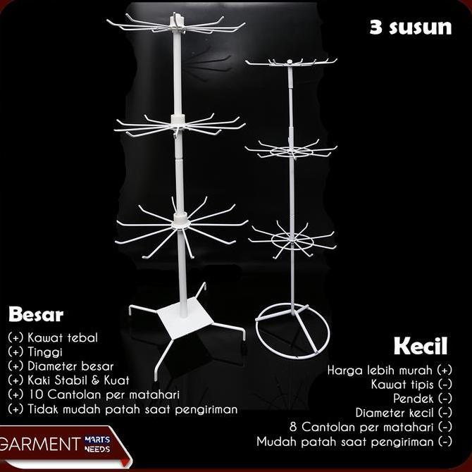 Rak Display Matahari Putar 3 Susun Besar Besi Kuat Tebal Impor