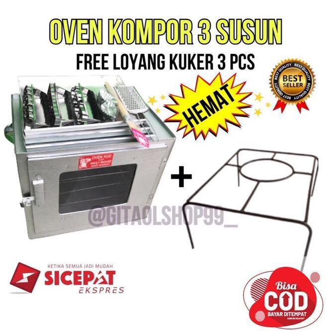 Oven Kompor Tangkring 3 Susun Open Kue Kering Anti Karat Kecil Besi Tangkringan Gratis Loyang Kuker 