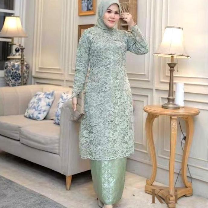Ready Setelan Tunik Kebaya Brukat Rok songket//Baju kebaya Brukat Jumbo Rok Songket/ Kebaya Pesta/ke