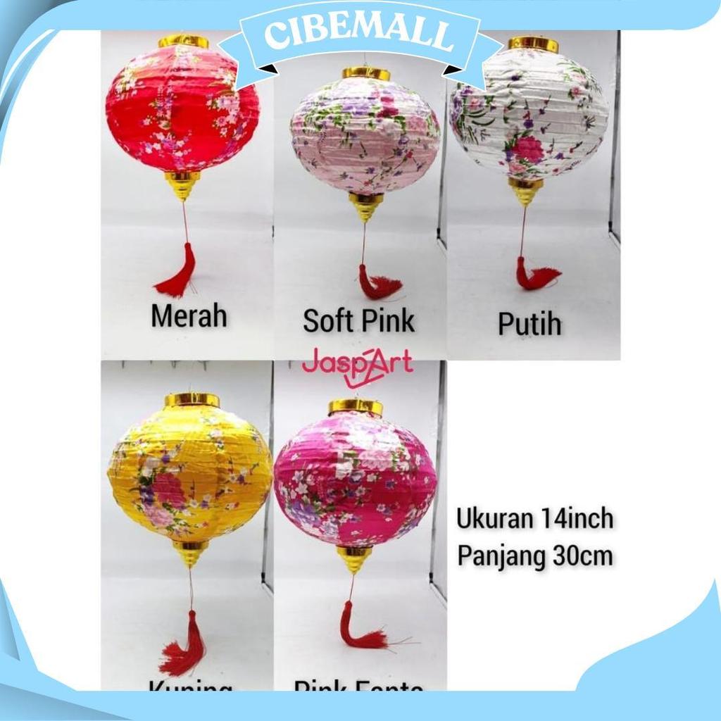 Lampion Imlek Lampion Bulat Motif Bunga Bahan Satin Premium Dekorasi Imlek Sangjit Sale