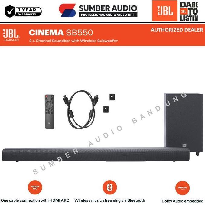 TERBARU - JBL Cinema SB170 Soundbar 2.1 & JBL Cinema SB550 Soundbar 3.1 Channel dengan Subwoofer Nir
