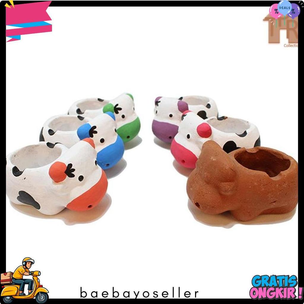 Diskon Up To 70% Prakarya - Asbak Mini Sapi Tanah Liat Edukatif