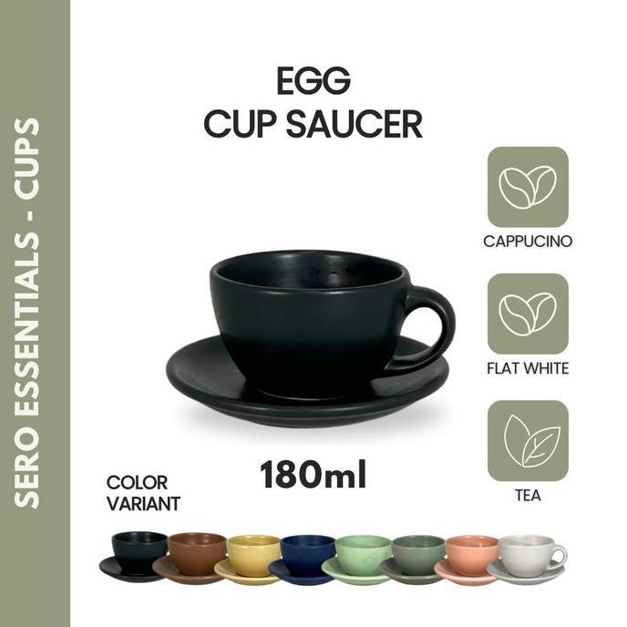 SERO Cappucino Egg Cup & Saucer 180 ml - Cangkir Kopi Keramik - Cappucino Coffee Promo Premium