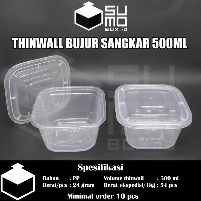 New- Thinwall KOTAK 500ml + tutup / wadah plastik box dessert [ECERAN]