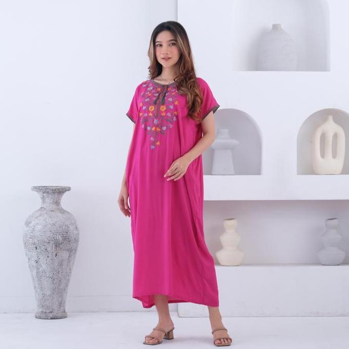 Daster Daisy Bordir Rayon Polos Katun Polos Kain Lembut Busui Tassel Nyaman Baju Tidur Bumil
