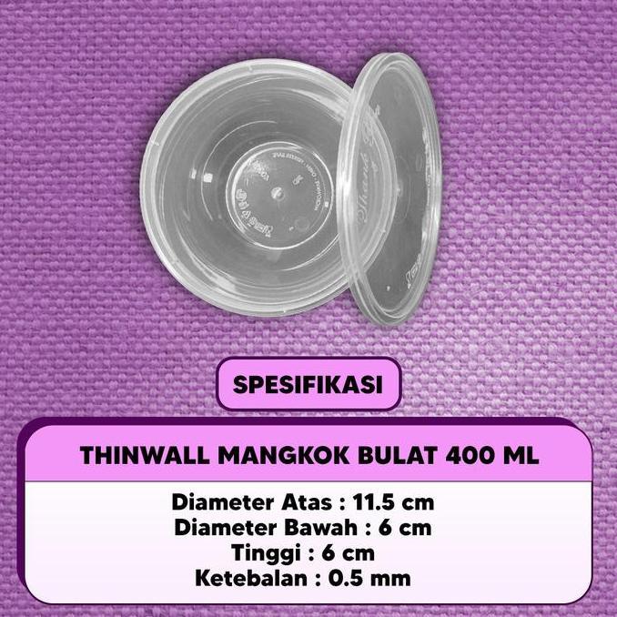 New- Mangkok Plastik 400 ml / Tempat Makan Nasi Cup Puding Thinwall