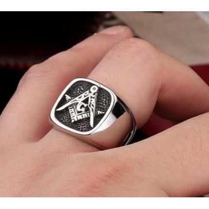 Cincin Pria Huruf G Simbol Logo Inisial Manson Ring Titanium Steel