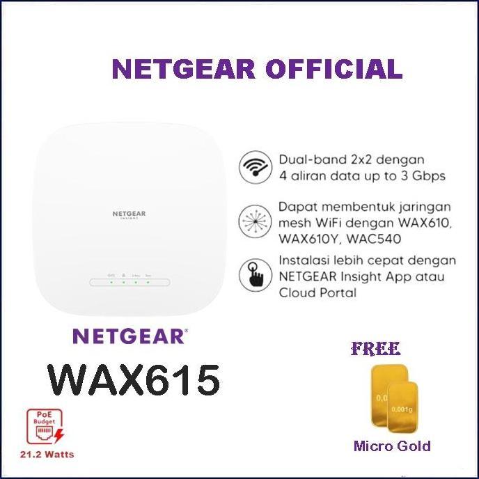 Netgear WAX615 AX3000 Dual-Band PoE Multi-Gig Insight Managed WiFi 6