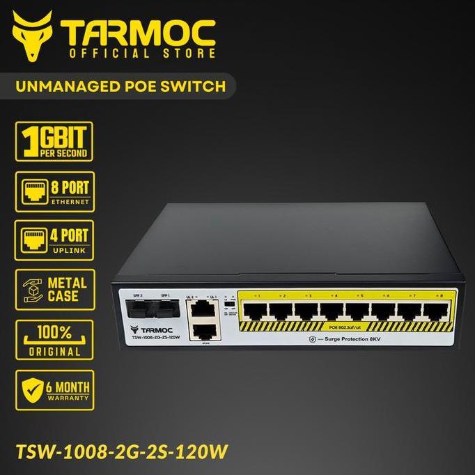 Tarmoc TSW-1008-2G-2S-120W | 8 Port Gigabit POE 802.3af/at POE Switch 120W