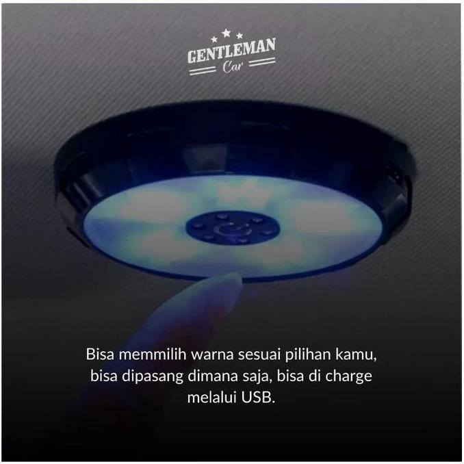 Car LED 3 Color Portable Lampu Baca Magnet Interior USB Plafon Atap Mobil