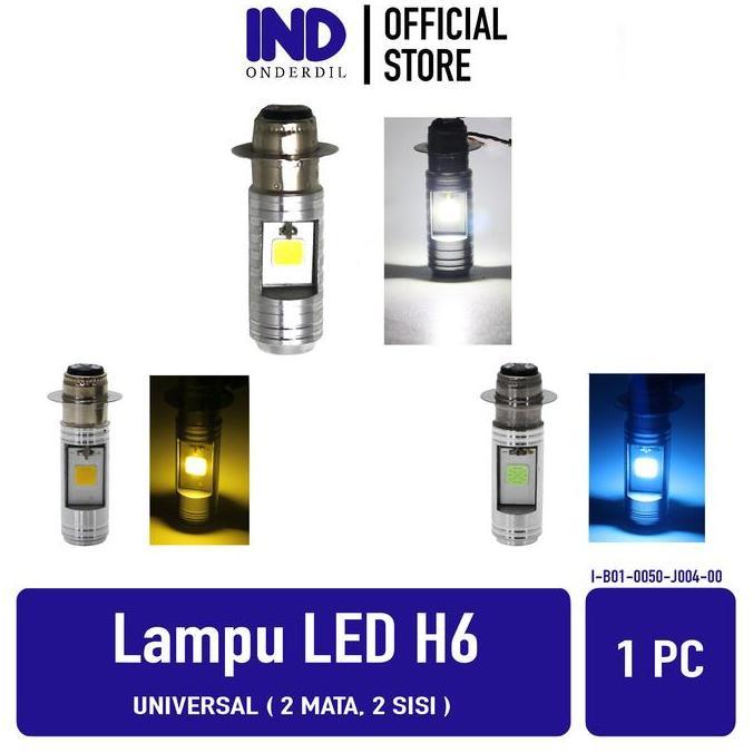 Lampu LED Depan H6 2 Mata 2 Sisi Warna Putih Kuning Ice Blue Universal Motor Bebek & Matic DLL