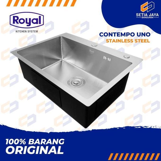 barkajule_ - sink tempat bak cuci piring royal stainless steel contempo uno doff set - wastafel dapu