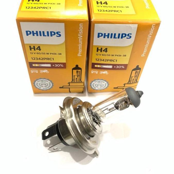 BOHLAM MOBIL H4 ISI 2 PHILIPS 12V 60/55 WATT WARNA KUNING
