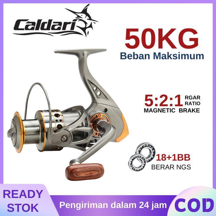Caldari Reel Spinning Reel Pancing Logam Penuh Poros Kawat Logam Reel Pancing Jarak Jauh Rasio Kecep