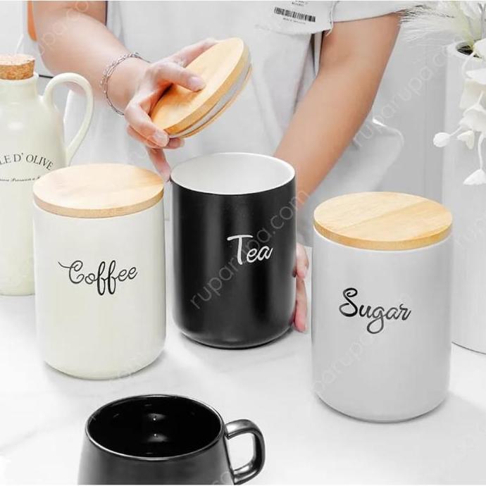 TERBARU - Tempat teh gula kopi set canister tea coffee sugar