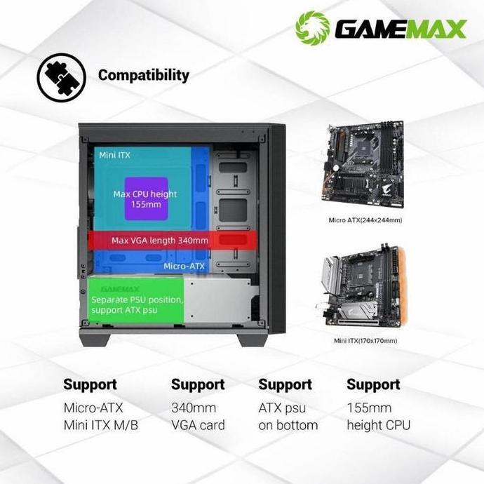 Gamemax Casing Pc Gaming Aero Mini M-Atx