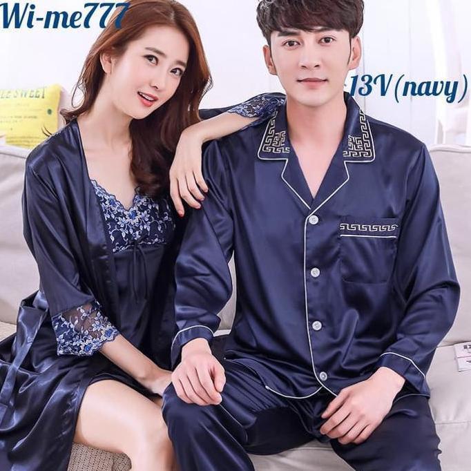 baju tidur couple FLORAL CANTIK pasangan kimono daster piyama satin AS