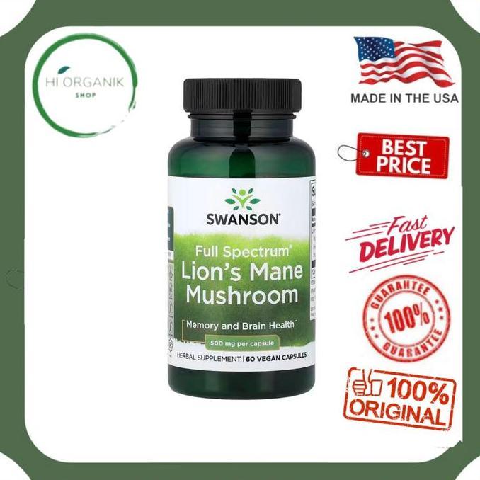 Swanson Full Spectrum Lion'S Mane Mushroom Lions Mane 500 Mg 60 Vegan Capsules Original