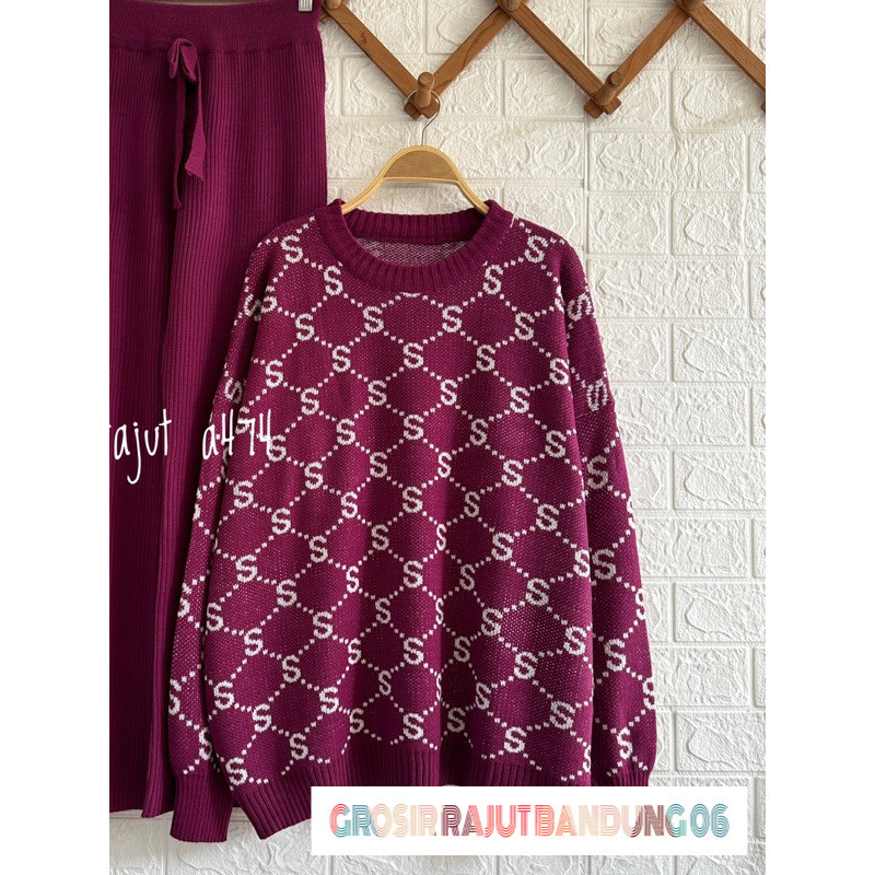 OneSet Sweater Bangkok Setelan Celana Kulot Rajut Wanita