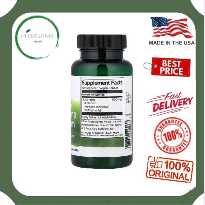 Swanson Full Spectrum Lion'S Mane Mushroom Lions Mane 500 Mg 60 Vegan Capsules Original