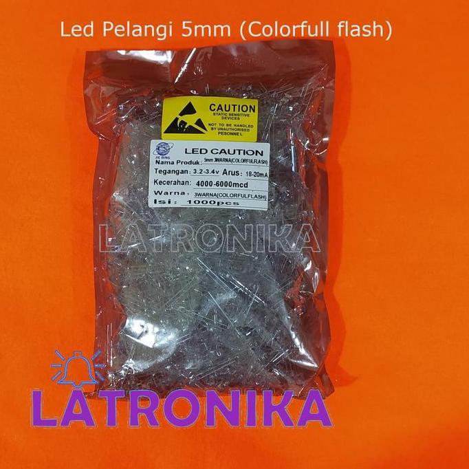 Promo Grosir 1 Pack 1000 Pcs Led 5mm Pelangi 1 Pak 2 kaki Warna Warni RGB Diskon