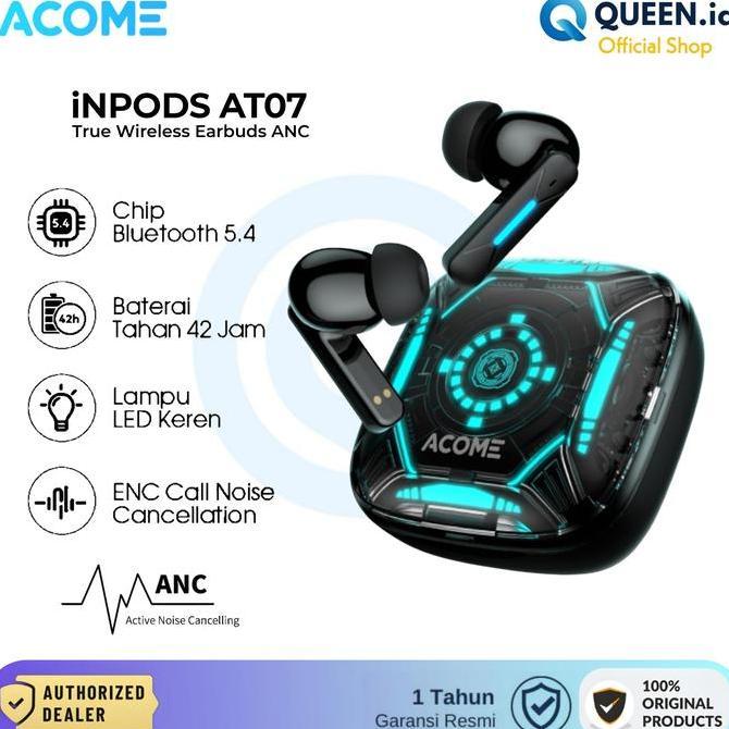 ACOME iNPODS AT07 TWS True Wireless Earbuds Headset Bluetooth 5.4 RGB ENC ANC IPX4 Gaming Earbuds