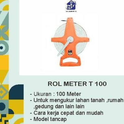 Meteran Rol Tancap Gulung/Roll Meter "T" 100/ Roll Meter T 50 /Meteran Tanah 100 Mtr dan 50 Mtr