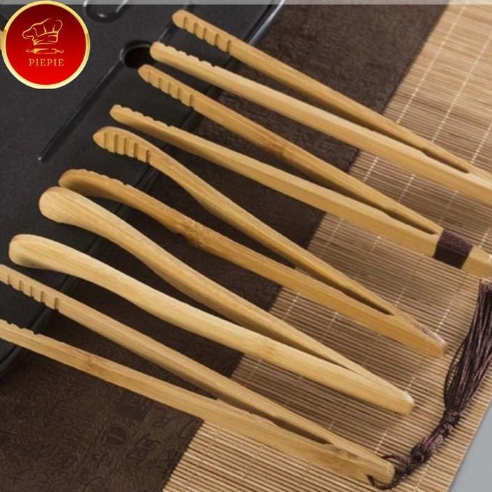 New- wooden food tong clip / capitan makanan kayu BBQ kue roti daging sayur