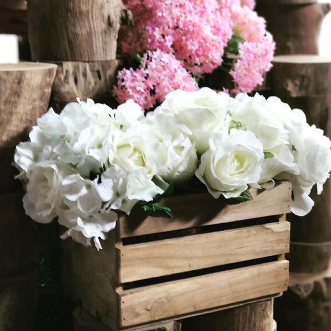 @@@@] Dekorasi Vintage Vas Bunga Kayu Peti Kayu Crate Vase - Medium