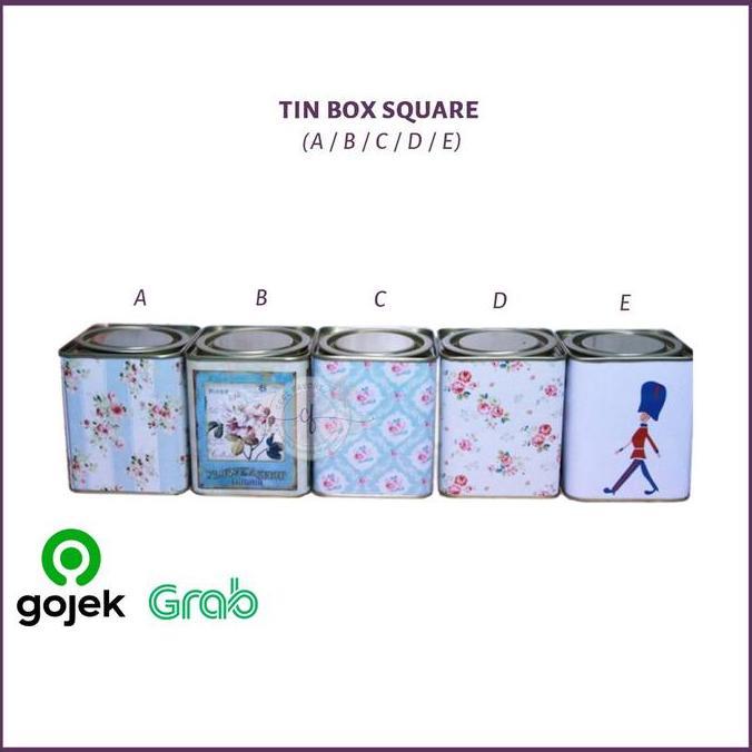 (:(:(:(] Tempat Penyimpanan Box Teh Kotak Kaleng Kopi - Tin Box Square