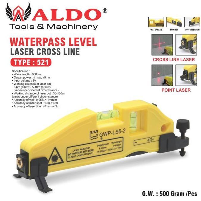 TERMURAH - WATERPASS LEVEL LASER CROSS LINE 521 / LASER LEVEL / PENGGARIS LASER MERK ALDO