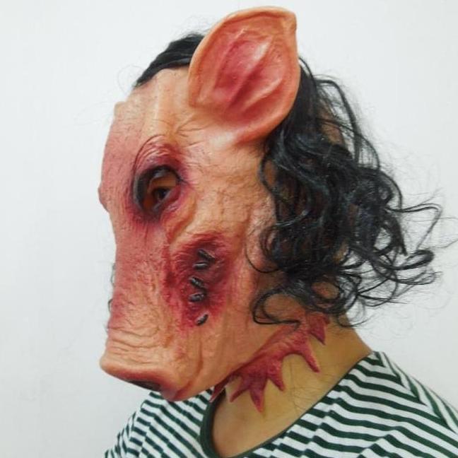 Tol04 Topeng Karet Halloween Setan Hantu Babi Ngepet Siluman