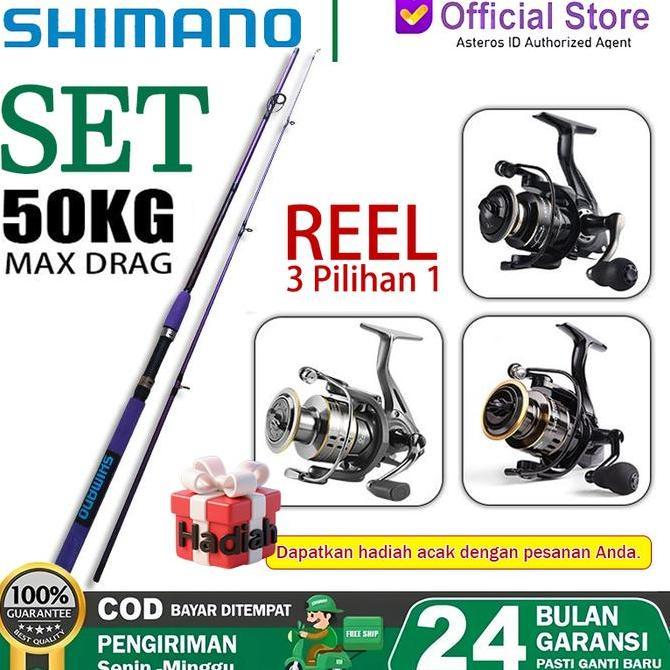 Omagoedang - SHIMANO Set Pancing Carbon Ultralight 225 Spinning Rod Reel 12BB