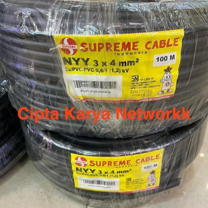 Promo Kabel Supreme NYY 3x4Mm 100m Engkel Hitam / Nyy 3x4 Supreme Diskon
