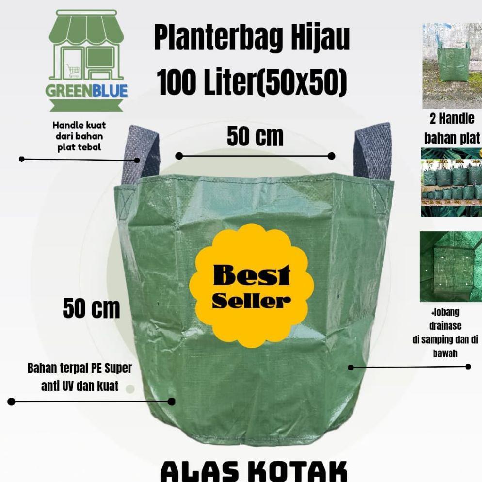 Promo Cod Planterbag Hijau 100,75,50,40,32,28,22,12 Liter Pot Terpal Pe Super 