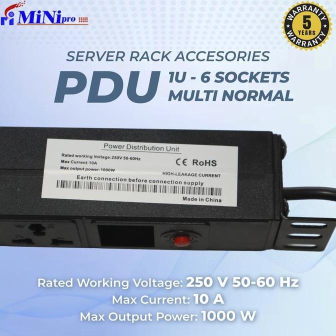 Sale Minipro Power Distribution Unit Rack Server 6 Port Multi Socket 702/1U 6Way Pdu Multi Normal 70