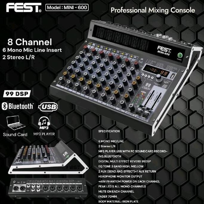 FEST Mixer Fest Mini600 mini 600 Profesional 8 Channel