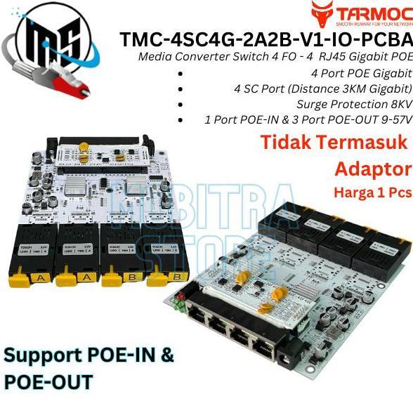 Tarmoc TMC-4SC4G-2A2B-V1-IO-PCBA | Media Converter 4 FO 4 LAN / 4FO 4LAN 4SC 4LAN 4 SC 4 LAN Gigabit