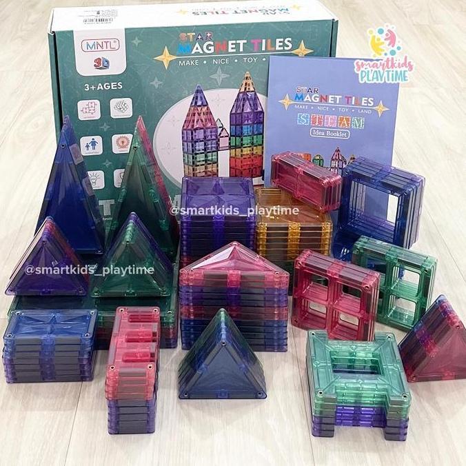 MNTL Magnetic Tiles 120 Pcs Mainan Edukasi Anak