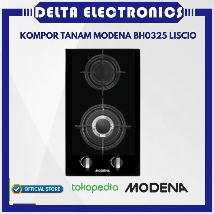 Modena BH0325 Kompor Tanam 2 Tungku Hitam Domino LISCIO - BH 0325