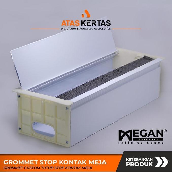 Promo stop kontak meja tanam custom - Box grommet kabel tutup stop kontak meja custom putih Aluminiu