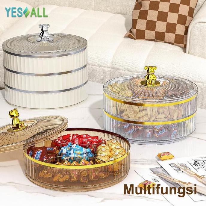 Murah Yesall Toples Aesthetic Tingkat Beruang - Toples Lebaran Rak Putar Snack Cemilan Toples Kue Ke